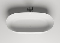 Ванна из искусственного камня Salini Alda Nuova S-Sense 180x90 см, отдельностоящая, белая, овальная, со сливом-переливом, с донным клапаном, фурнитура белая