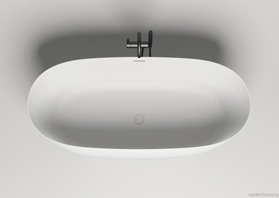 Ванна из искусственного камня Salini Alda Nuova S-Sense 180x90 см, отдельностоящая, белая, овальная, со сливом-переливом, с донным клапаном, фурнитура белая