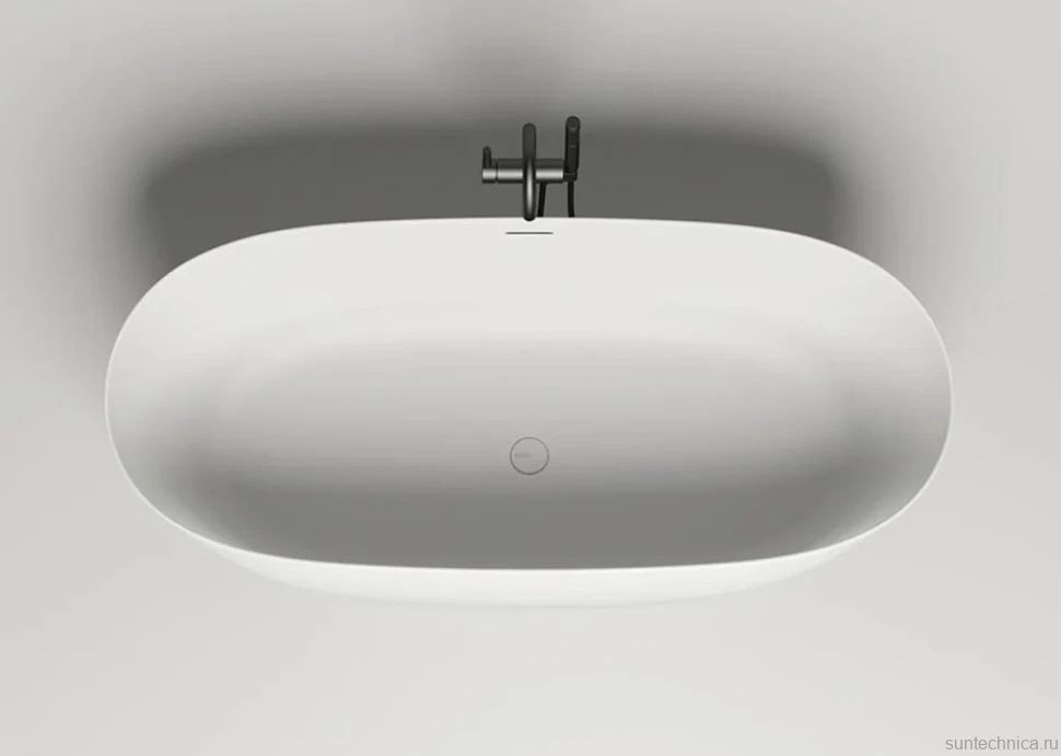 Ванна из искусственного камня Salini Alda Nuova S-Sense 180x90 см, отдельностоящая, белая, овальная, со сливом-переливом, с донным клапаном, фурнитура белая
