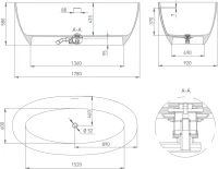 Ванна из искусственного камня Salini Alda Nuova S-Sense 180x90 см, отдельностоящая, белая, овальная, со сливом-переливом, с донным клапаном, фурнитура белая