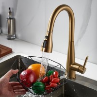 Смеситель для кухни с выдвижным изливом Shevanik S363G, золотой сатин Смеситель для кухни с выдвижным изливом Shevanik S363G, золотой сатин