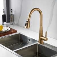 Смеситель для кухни с выдвижным изливом Shevanik S363G, золотой сатин Смеситель для кухни с выдвижным изливом Shevanik S363G, золотой сатин