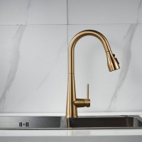 Смеситель для кухни с выдвижным изливом Shevanik S363G, золотой сатин Смеситель для кухни с выдвижным изливом Shevanik S363G, золотой сатин