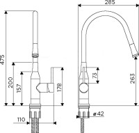Комплект Мойка Paulmark Gerberg PM237844-BS брашированная нержавеющая сталь + Смеситель Omoikiri Yatomi BN-GR нержавеющая сталь, с гибким изливом