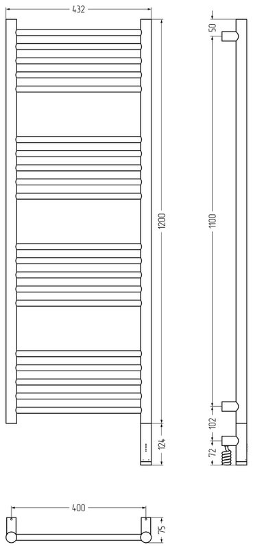 Полотенцесушитель электрический Сунержа Богема 3.1 31-6005-1240 130x45 см, подключение справа, матовый черный, лесенка