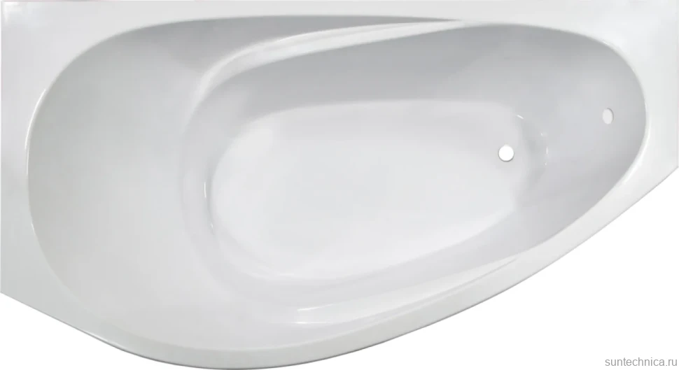 Ванна из искусственного камня Marmo Bagno Турин L 170x95 см, угловая, левая, пристенная, белая, асимметричная, на ножках, со сливом-переливом