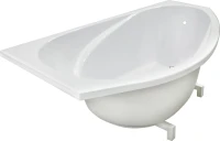 Ванна из искусственного камня Marmo Bagno Турин L 170x95 см, угловая, левая, пристенная, белая, асимметричная, на ножках, со сливом-переливом