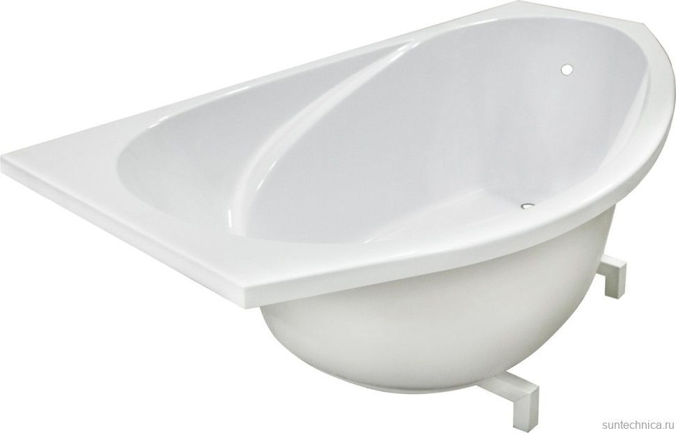 Ванна из искусственного камня Marmo Bagno Турин L 170x95 см, угловая, левая, пристенная, белая, асимметричная, на ножках, со сливом-переливом