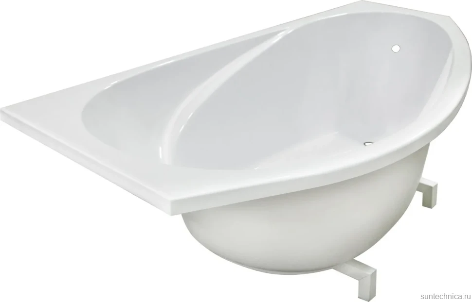 Ванна из искусственного камня Marmo Bagno Турин L 170x95 см, угловая, левая, пристенная, белая, асимметричная, на ножках, со сливом-переливом
