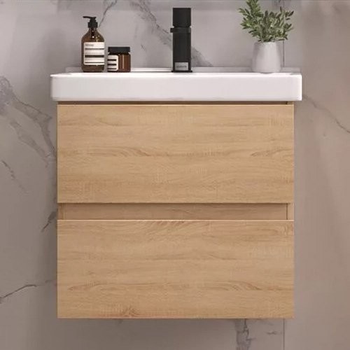 Тумба с раковиной SanStar Тоскана 50 дуб сонома светлый, раковина Sanita luxe Fest 50