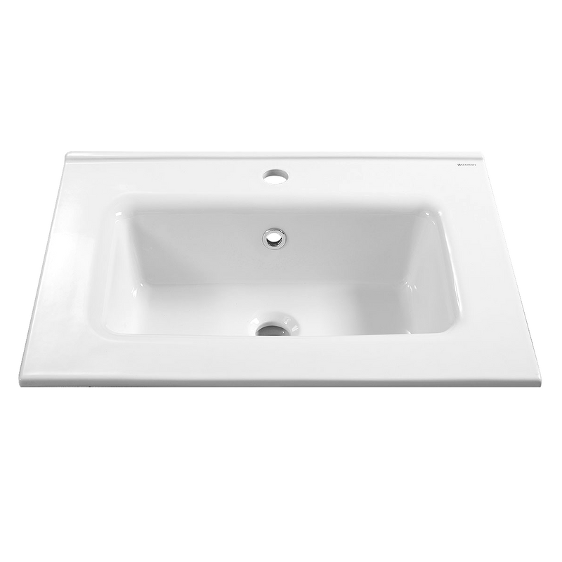 Тумба с раковиной Belux Долли НП 60-01 подвесная, дуб Денвер, глянцевый белый