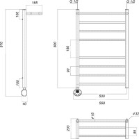 Полотенцесушитель электрический Domoterm Медея сп П8 50x80 EL, хром, L