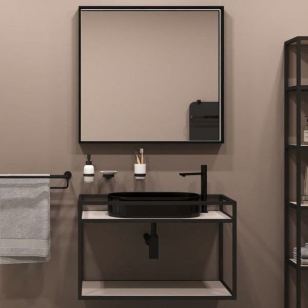 Мебель для ванной комнаты Allen Brau Liberty 75 подвесная, черный браш, столешница бежевая