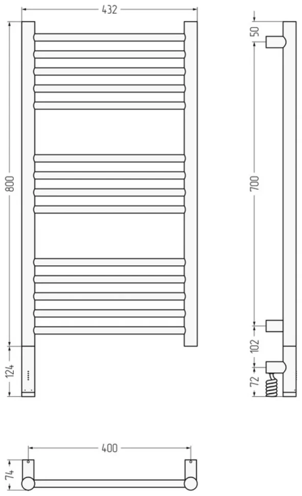 Полотенцесушитель электрический Сунержа Богема 3.1 051-6004-8040 90x45 см, подключение слева, состаренная латунь, лесенка