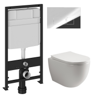 Комплект Унитаз подвесной Ceramicanova Mia Rimless CN1805 + Инсталляция EWRIKA ProLT 0026-2020 + Кнопка 0041 хром