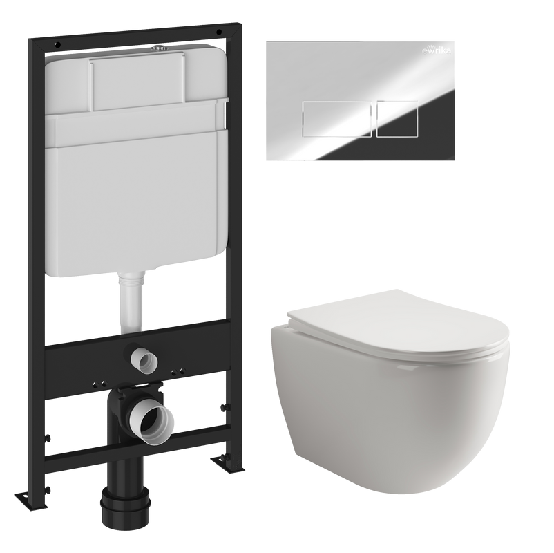 Комплект Унитаз подвесной Ceramicanova Mia Rimless CN1805 + Инсталляция EWRIKA ProLT 0026-2020 + Кнопка 0041 хром