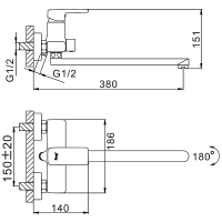 Смеситель с длинным изливом для ванны Frap H60 F2260 хром Смеситель с длинным изливом для ванны Frap H60 F2260 хром