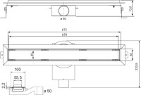 Душевой трап (лоток) Plumberia Selection PST In-Tile PST70MT 70 см, решетка матовая нержавеющая сталь, с сифоном, под плитку