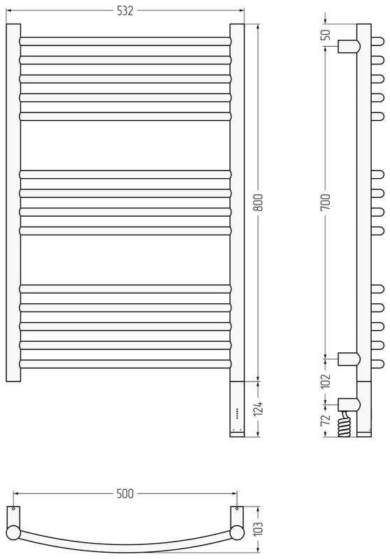 Полотенцесушитель электрический Сунержа Богема 3.1 071-6003-8050 90x55 см, подключение справа, сатин, лесенка