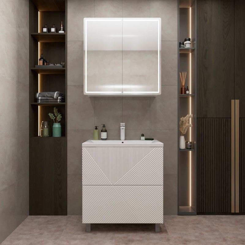 Тумба д/ванной "ВЕКТОР-75" под раковину Нелли-75 (MIXLINE) (ПВХ)