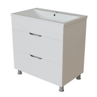 Тумба с раковиной Mixline Этьен 75 глянцевая белая, раковина Нелли 75