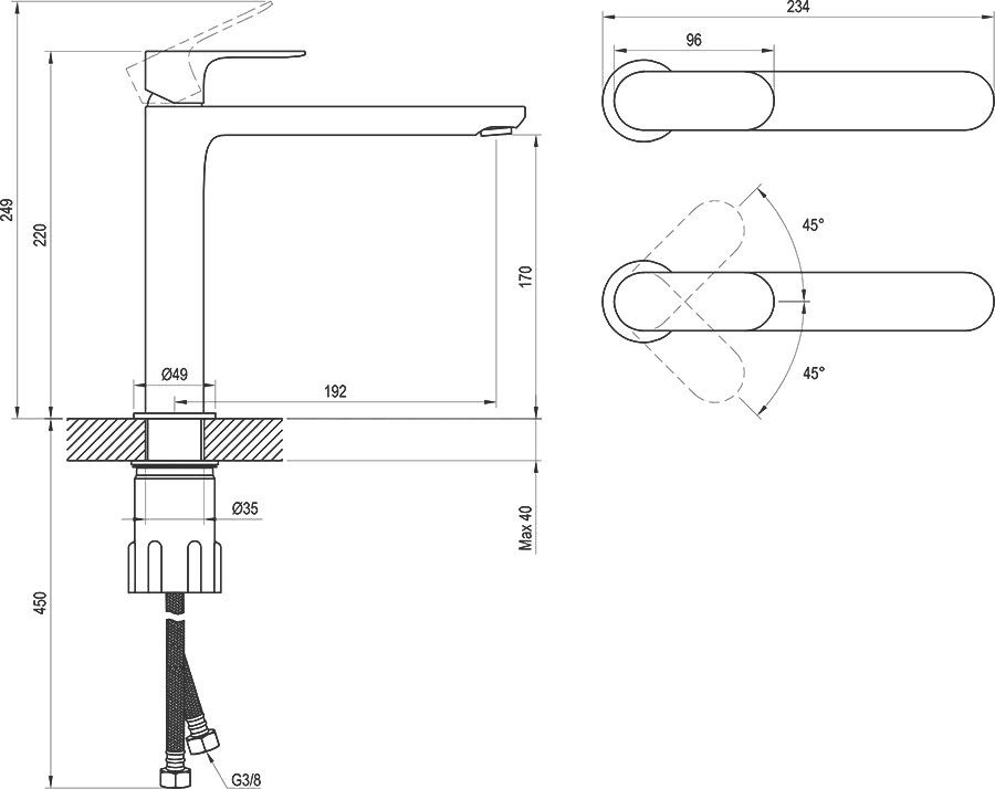 Смеситель для раковины Ravak Eleganta EL 014.20BLM матовый черный