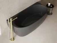 Акриловая ванна Abber Karbon AK9004 170x80 см, пристенная, черная, овальная, с донным клапаном