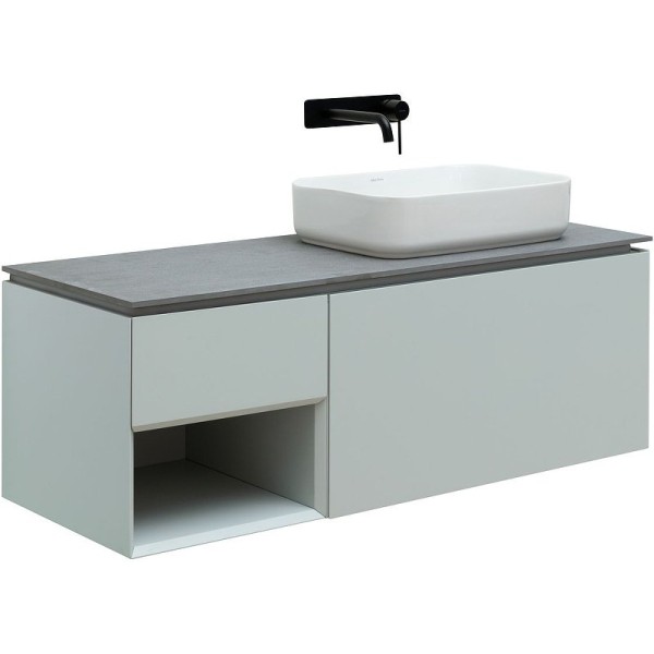 Тумба с раковиной Allen Brau Infinity 120 1+1 R подвесная, папирус матовый, столешница графит структ