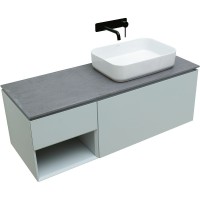 Тумба с раковиной Allen Brau Infinity 120 1+1 R подвесная, папирус матовый, столешница графит структ