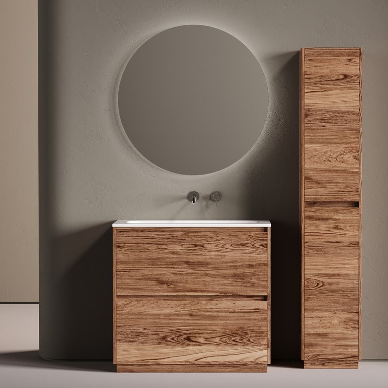 Мебель для ванной комнаты Sancos Libra Floor 90 напольный, дуб чарльстон, раковина СN7019wx