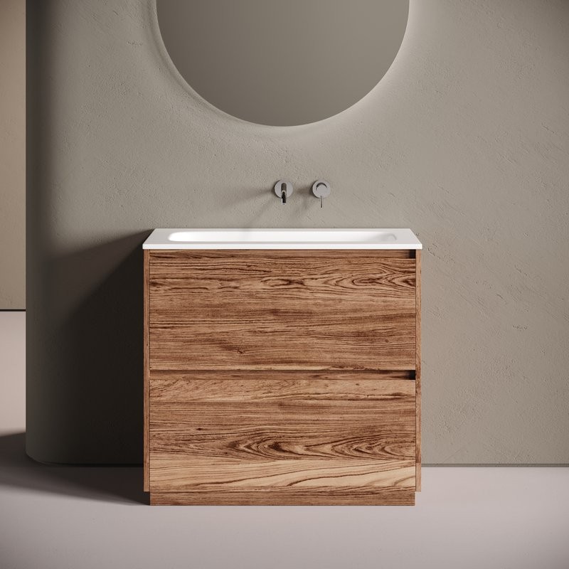 Мебель для ванной комнаты Sancos Libra Floor 90 напольный, дуб чарльстон, раковина СN7019wx