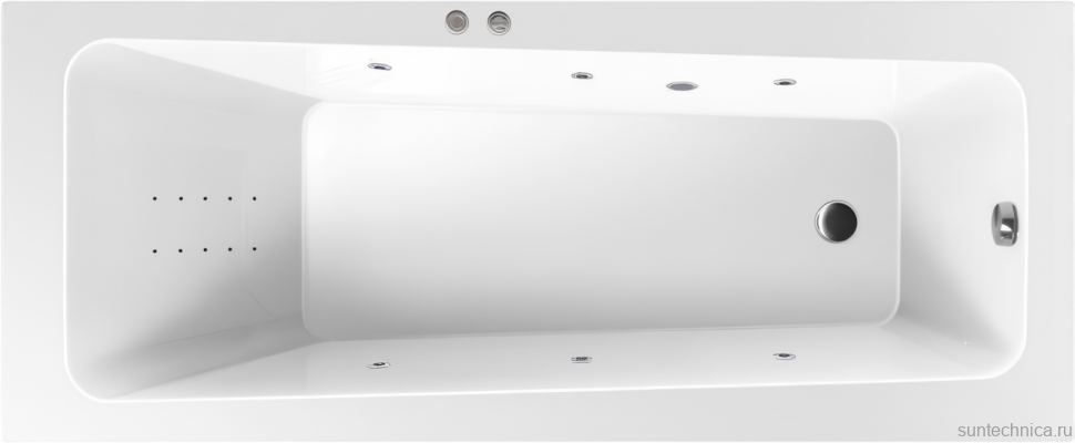Акриловая ванна Excellent Ava Line Nano 160x70 см, встраиваемая, с гидромассажем, белая, с каркасом, со сливом-переливом