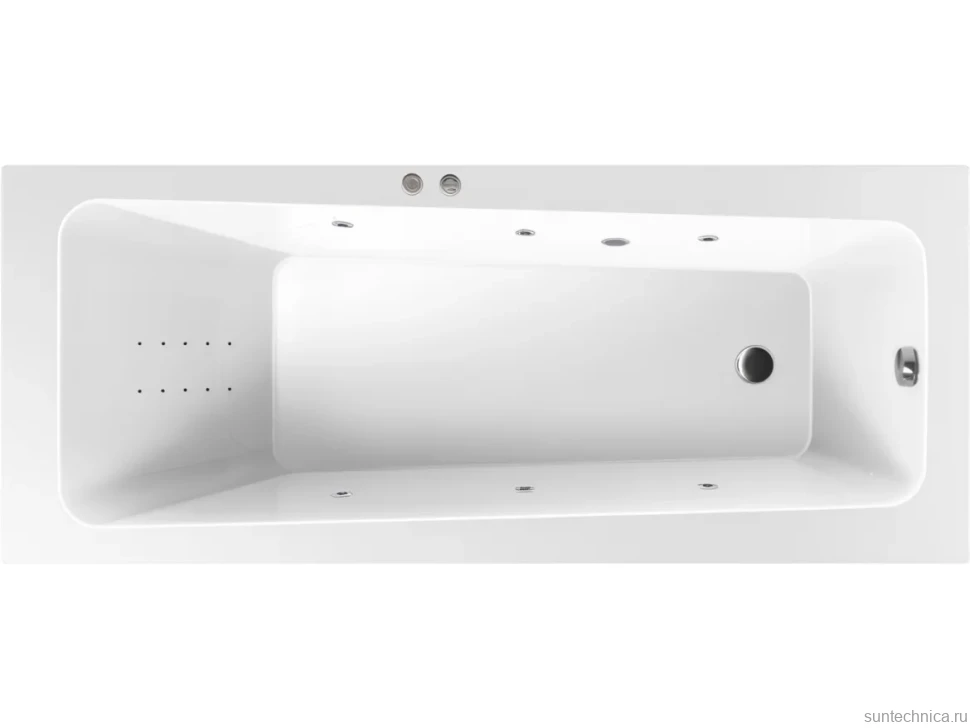 Акриловая ванна Excellent Ava Line Nano 160x70 см, встраиваемая, с гидромассажем, белая, с каркасом, со сливом-переливом