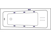 Акриловая ванна Excellent Ava Line Nano 160x70 см, встраиваемая, с гидромассажем, белая, с каркасом, со сливом-переливом