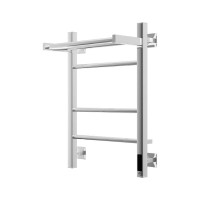 Полотенцесушитель электрический Grota Alto 430х600 NP EL 60x45 см, подключение справа, слева, скрытое подключение справа, глянцевый хром, лесенка, с полкой