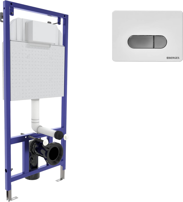 Система инсталляции для унитазов Berges Novum D7 с кнопкой смыва хром