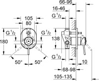 Встраиваемый смеситель для душа и ванны Grohe BauClassic 29047000 С ВНУТРЕННЕЙ ЧАСТЬЮ