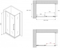 Душевой уголок Abber Schwarzer Diamant AG30150BH-S100B 150x100, профиль черный, стекло прозрачное