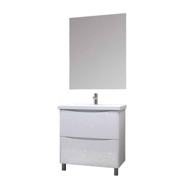 Мебель для ванной комнаты Vigo Glem 80 напольная, 2 ящика, глянцевая белая