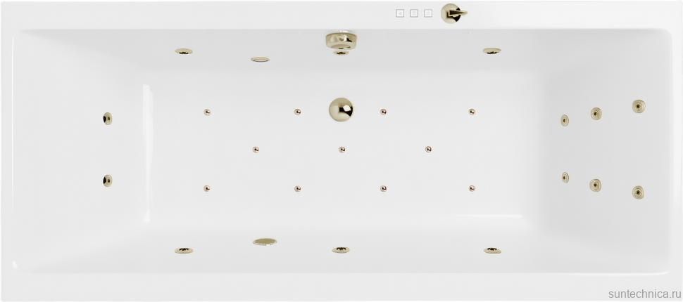 Акриловая ванна Excellent Pryzmat Ultra 180x80 см, встраиваемая, с гидромассажем, белая, с каркасом, со сливом-переливом, фурнитура бронза