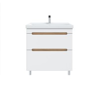 Тумба с раковиной SanStar Diva 80 напольная, матовая белая, дуб вотан, раковина Fest 80