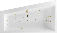 Акриловая ванна Excellent Sfera Slim Ultra L 170x100 см, угловая, левая, встраиваемая, с гидромассажем, белая, асимметричная, с каркасом, со сливом-переливом, фурнитура золото