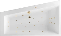 Акриловая ванна Excellent Sfera Slim Ultra L 170x100 см, угловая, левая, встраиваемая, с гидромассажем, белая, асимметричная, с каркасом, со сливом-переливом, фурнитура золото