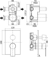 Встраиваемый смеситель для душа и ванны Paffoni Tango TA018CR/M С ВНУТРЕННЕЙ ЧАСТЬЮ, хром