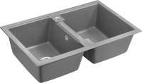Мойка кухонная Paulmark Tandem 80/2PM238150-GRM серый металлик
