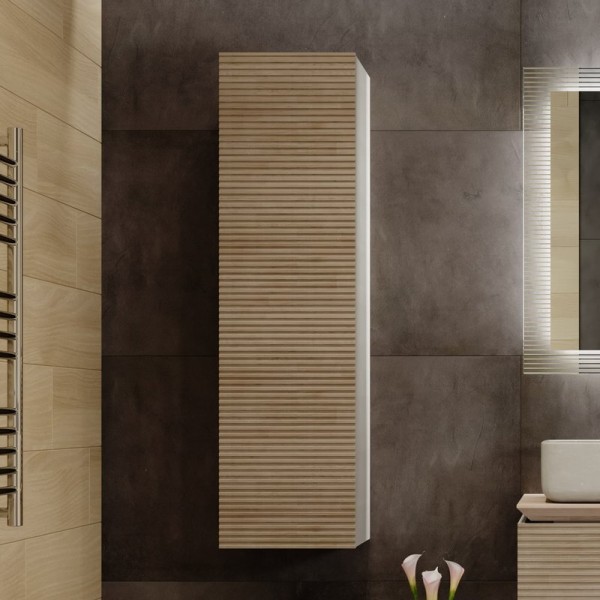 Шкаф пенал для ванной Jorno Karat светлый бук, R