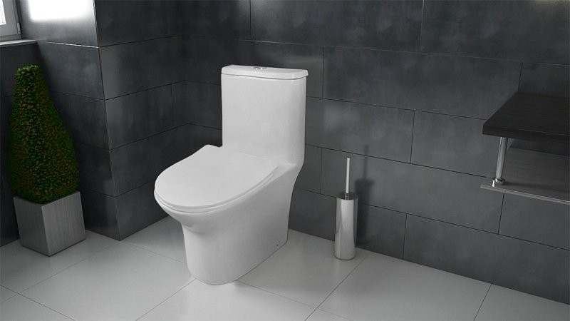 Унитаз-моноблок напольный AZARIO Sente AZ-8614 глянцевый белый