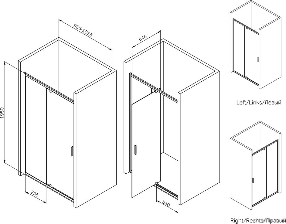 Душевая дверь в нишу AM.PM Gem W90G-100-1P-BT 100 см