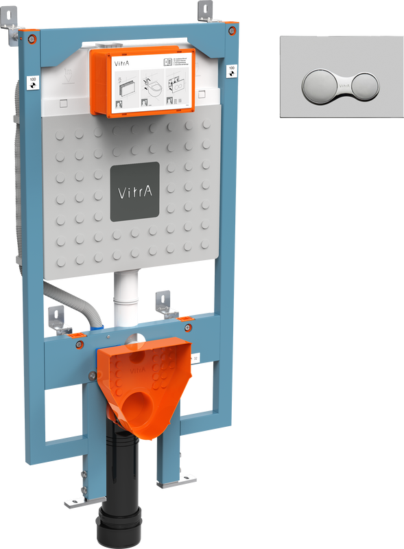 Система инсталляции для унитазов VitrA V8 768-5800-01 с кнопкой смыва Sirius 740-0485 матовый хром