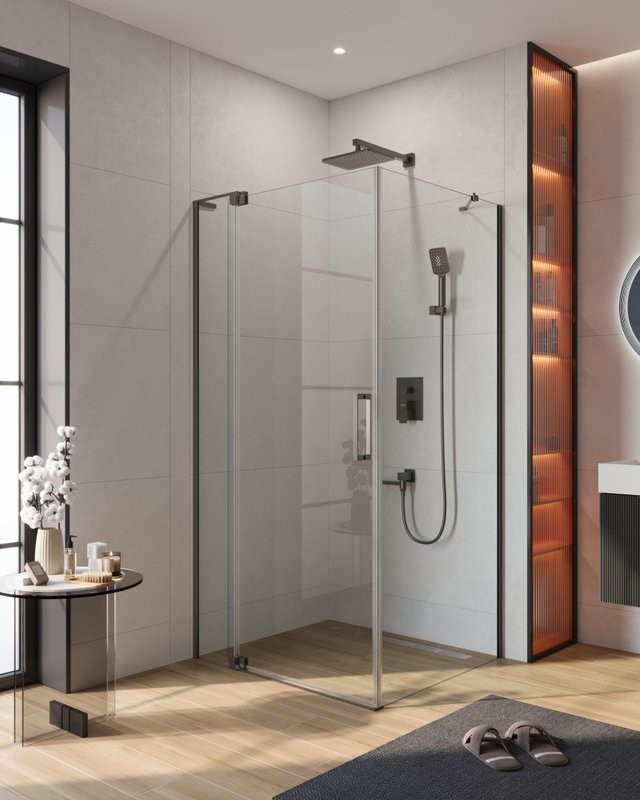 Душевой уголок Cezares Slider AH 1 100-80/90 C GM профиль оружейная сталь, стекло прозрачное